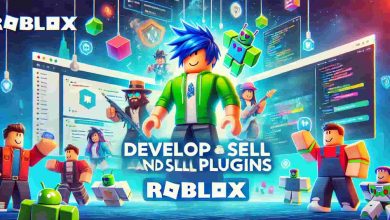 Develop and Sell Plugins on Roblox - Featured Image with Roblox-themed background elements.