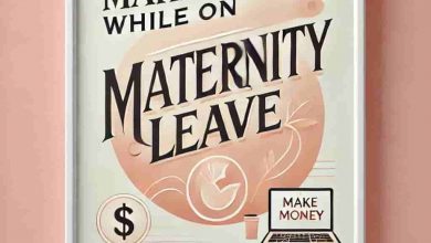 Make Money While on Maternity Leave - A pastel background with bold, stylish text in the center and 'CariHargaMurah.com' at the bottom.