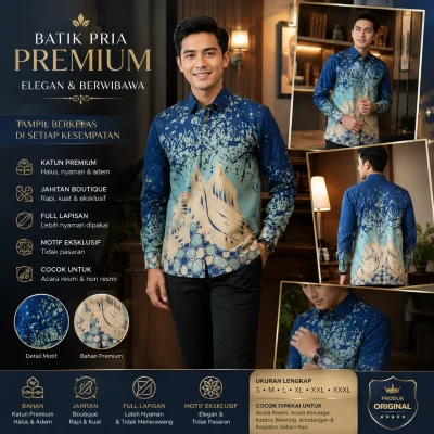Kemeja Batik Pria Premium Katun Eksklusif, Elegan dan Berkelas Kode AB-P01