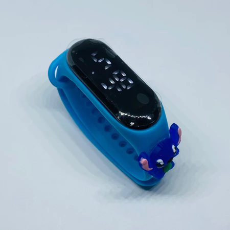 Jam Tangan Digital LED motif Biru Stitch