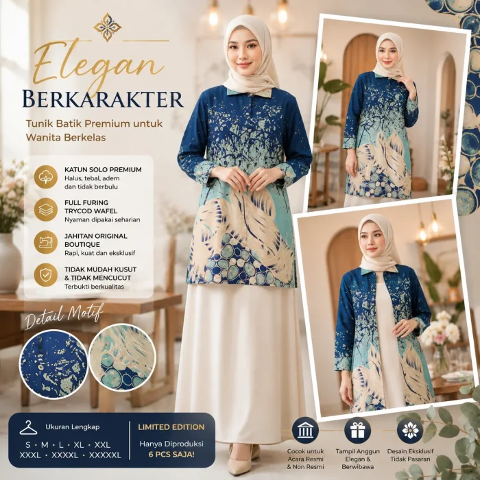 Batik-AB-W02-01 Tunik Batik Wanita Premium Elegan, Berkelas dan Eksklusif