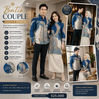 Batik Couple Premium Katun Solo CP01 Tampil Serasi dan Elegan Bersama Pasangan