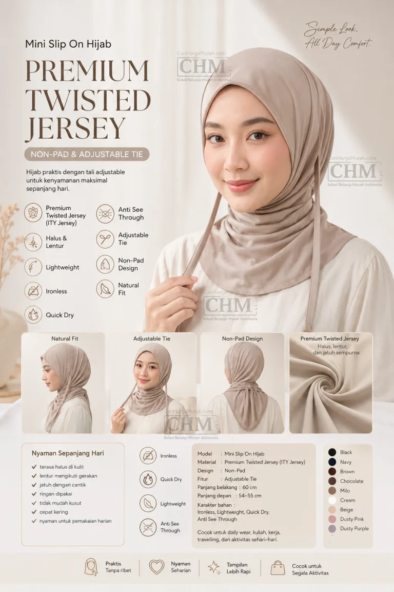 Hijab Mini Slip On Premium Nyaman, Trendi Limited Edition