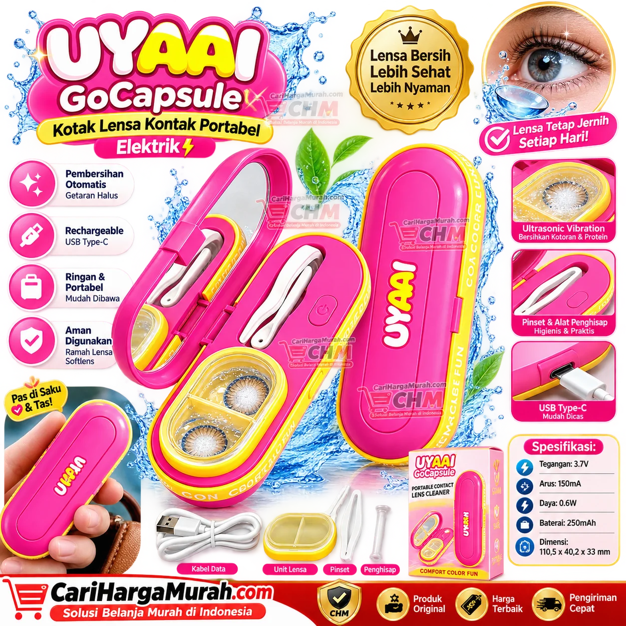 Mesin Pembersih Kontak Lensa Softlens USB Portabel